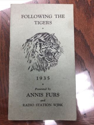 Antique 1935 Detroit Tigers World Series Annis Furs Baseball Guide