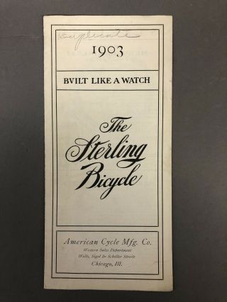 1903 The Sterling Bicycle Handout American Cycle Mfg Co.