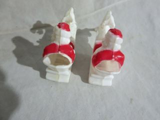 Pair Vintage Hard Plastic Santa In Sleigh Reindeer Ornament? Candy Container?