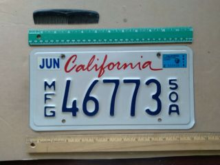 License Plate,  California,  2014,  Manufacturer,  Mfg 46773 50a