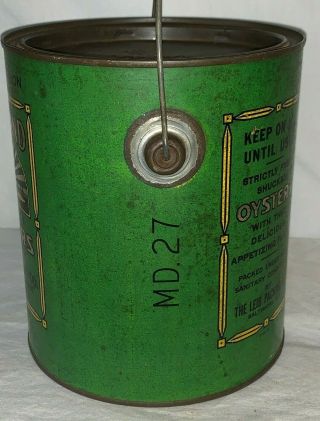 ANTIQUE BAIL HANDLE SUN BRAND OYSTERS TIN LITHO 1GAL CAN BALTIMORE MD SEAFOOD 3