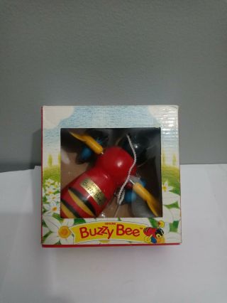 Vintage Classic Wooden Buzzy Bee 1960s Pull Toy - Cord