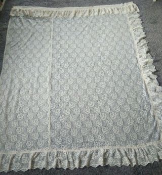 Vintage 80s Jc Penney Cream Ivory White Lace Curtains 2 Panels 66”x 84” Pair Usa