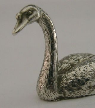 Quality English Solid Cast Sterling Silver Swan Figure London 1970 Heavy 58g