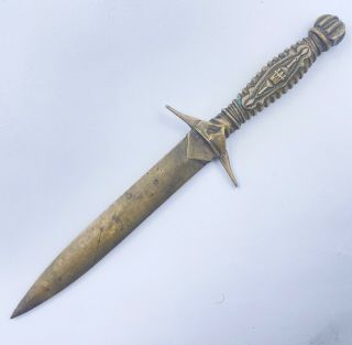 Antique Brass Bronze Magic Ritual Knife Dagger Athame