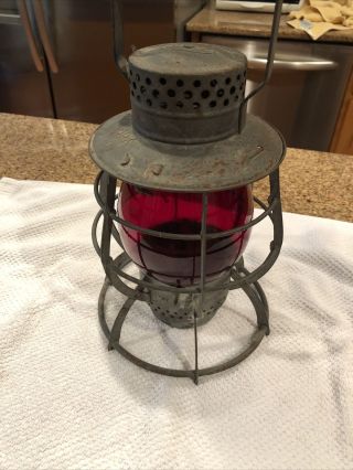 Vintage Dietz No.  39 Steel Clad City Of York Red Globe R/r Lantern