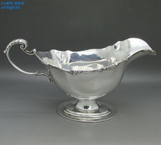 Antique Edwardian Good Large Heavy Solid Sterling Silver Sauce Boat 196g 1910