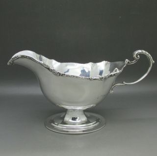 ANTIQUE EDWARDIAN GOOD LARGE HEAVY SOLID STERLING SILVER SAUCE BOAT 196g 1910 3