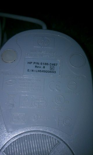 1 GREAT SHAPE - Vintage HP PS/2 Mouse 2 - Button Scroll Wheel Wired 5188 - 2467 2