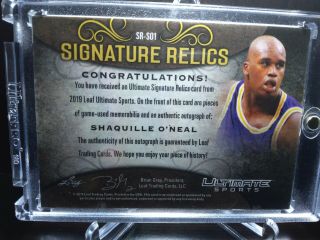 2019 Shaquille O ' neal Leaf Lakers Magic Patch Auto 15/15 3