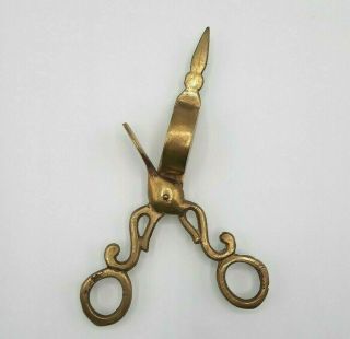 Vintage Brass Candle Snuffer Scissors Footed