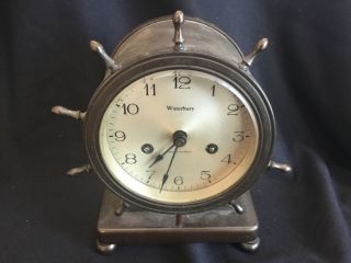 Antique 1920s Waterbury Ships Wheel Bronze Clock Weighs 8 Pounds