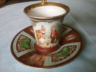 Vintage Royal Vienna Austria Demitasse Cup & Saucer Gilt Trim