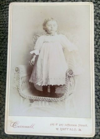 Vintage Cabinet Card Post Mortem Photo Of Dead Young Child.  With Eyes Open