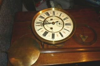 Antique Gustav Becker Twin Weight Vienna Movement Dial Pendulum And Gong