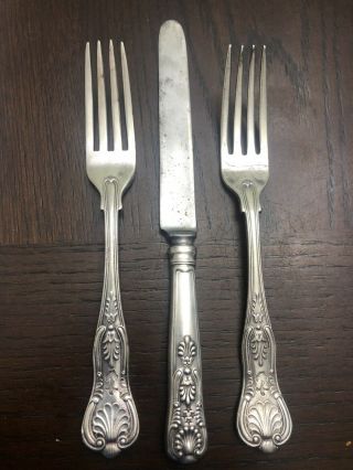 Vintage United States Navy Military Silverplate Flateware 2 Forks One Knife