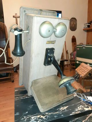 Early Antique Wall Phone 1907 Western Electric 317 Ah Wood Hand Crank Bell