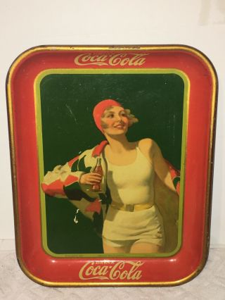 Antique 1930 Bathing Beauty Coke Tray,  American Art