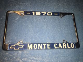 Vintage 1970 Chevy Monte Carlo License Plate Tag Metal Frame