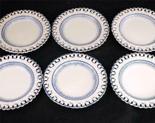 Set Of Six Antique Georgian Period Spode Creamware Plates Basket Weave Border