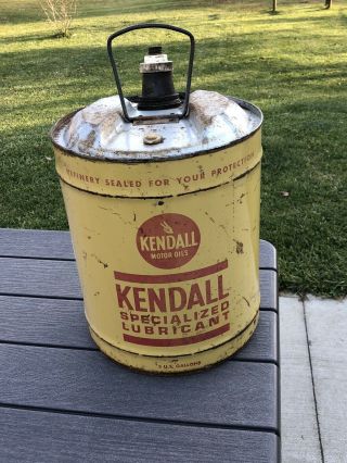 Vintage Kendall Specialized Lubricant 5 Gallon Can Bucket With Spout And Handle