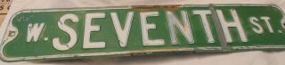 Vintage,  Street Sign,  W.  Seventh St. ,  Embossed,  Retired,  6 " X 30 ",  Metal,  Cave
