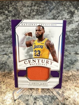 2018 - 19 National Treasures Lebron James Century Game - Worn Jersey Lakers 08/99