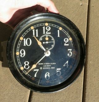Ww Ii Us Navy Mark 1 6” Dial Chelsea Deck Clock To Restore