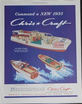 1952 Chris Craft Boat Kits Vintage Print Ad 50s Artwork Boats 1953 Models Prices