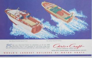1952 CHRIS CRAFT Boat Kits Vintage PRINT AD 50s Artwork Boats 1953 Models prices 2
