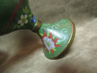 Vintage 1900 ' s Chinese Cloisonné enamel Footed Chalice Urn Goblet with Cover lid 3