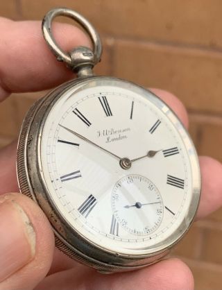 A Gents Early Antique Solid Silver J.  W Benson Of London Pocket Watch 1890.