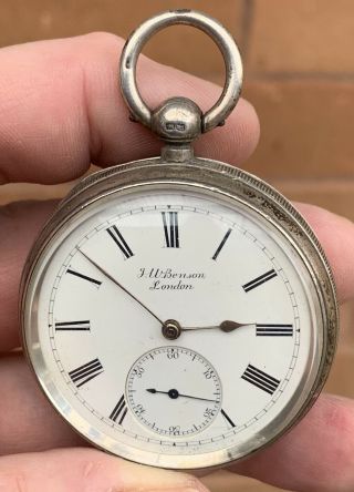 A GENTS EARLY ANTIQUE SOLID SILVER J.  W BENSON OF LONDON POCKET WATCH 1890. 3