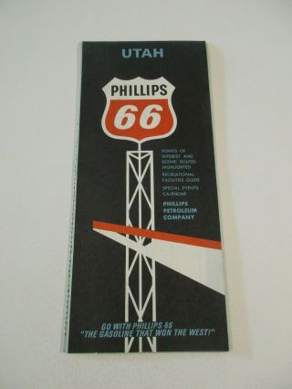 Vintage 1967 Phillips 66 Utah State Highway Gas Station Travel Road Map - Bx1