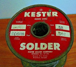 Vintage 2 lbs Kester Rosin 58 Core Solder Rosin Flux.  032 Dia.  Spool 1 lb.  15 oz 2
