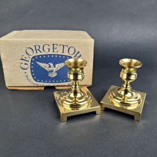 Vintage Pair Baldwin Solid Polished Brass Candle Stick Holders Tall Usa