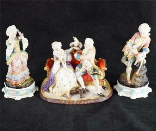 Three Antique 19th Century French Bisque Porcelain Figures Figurines
