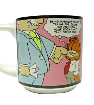Vintage 1978 Garfield Coffee Cup Mug Humor Boss Manager Workplace Job