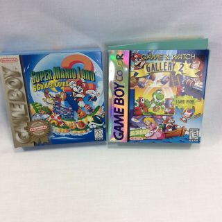 Vintage Nintendo Gameboy Empty Boxes Mario Land 2 Game & Watch Gallery 2