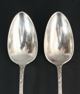 2 Antique Victorian S Kirk & Son Sterling Silver Repousse Serving Spoons,  NR 3