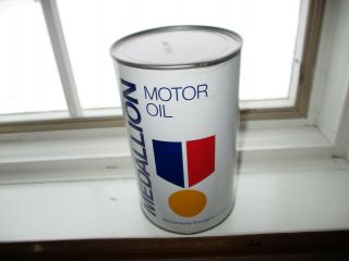 Vintage Gulf Medallion Motor Oil Can Tin 1 Imperial Quart Sae20w Canada (empty)