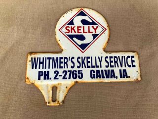 Old Skelly Gas Service Station Galva Iowa Painted License Plate Topper Sign