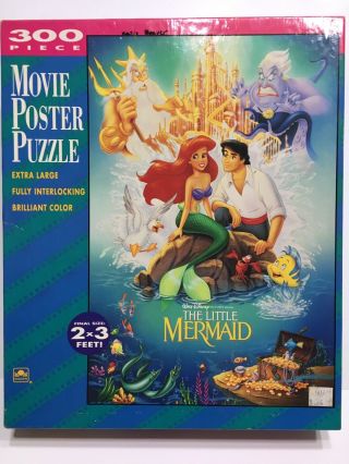 Golden Disney The Little Mermaid 300 Piece Poster Puzzle Vintage 2x3 