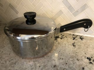 Vintage Revere Ware 1801 2 Qt Quart Sauce Pan Pot & Lid Copper Clad Bottom Usa