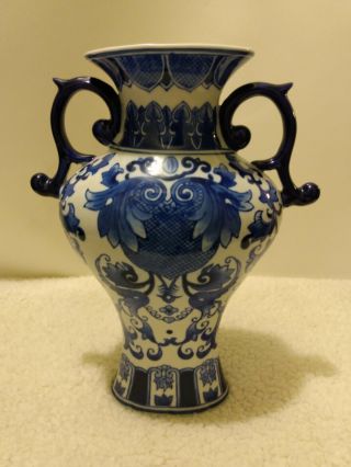China Blue Fine Porcelain Exclusively For Seymour Mann Vintage Vase 12”x 9”