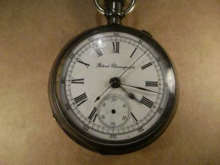 Antique Swiss Patent Chronograph Pocket Watch, .  800 Silver,  Runs - Ish