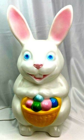Vintage 22 " Empire Easter Bunny Blow Mold With Basket & Easter Eggs Light