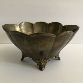Vintage Small Brass Footed Bowl Pot Planter