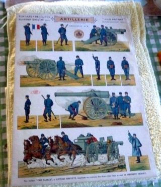 Vintage French Army Artillery Uncut Cut - Out Sheet Double Sided