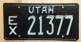 1968 Or Exempt Utah State License Plate Ex 21377 Ut 68 See 1937 To 1996 Run